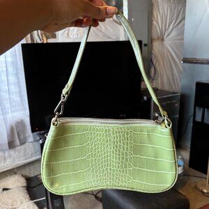 Eva Shoulder Handbag - Sage Green Croc